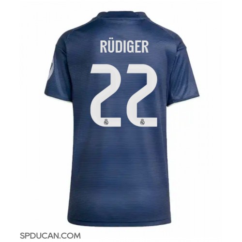 Zenski Nogometni Dres Real Madrid Antonio Rudiger #22 Gostujuci 2025-26 Kratak Rukav Zenski Nogometni Dres Real Madrid Antonio Rudiger #22 Gostujuci 2025-26 Kratak Rukav